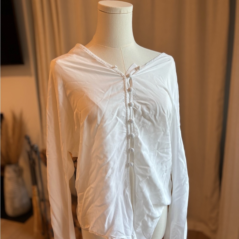 Elegant White Button-Up Women's Top